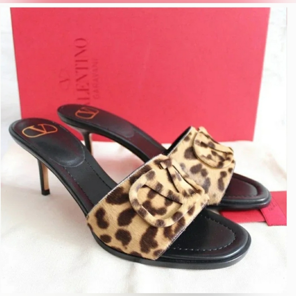 Valentino Leopard Print Vlog Mules